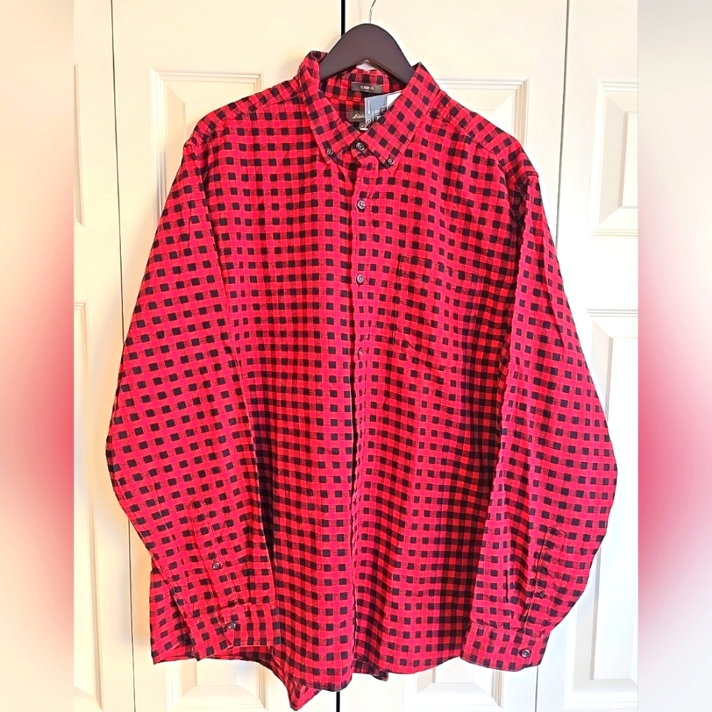 Eddie Bauer Red Plaid Flannel Shirt